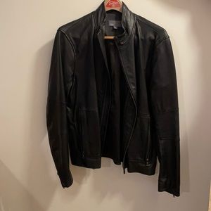 Men’s black leather jacket